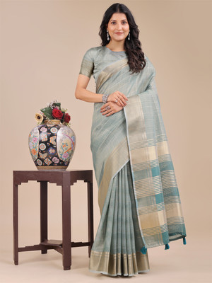MADHUSUDAN TEX FAB Checkered Bollywood Organza Saree(Light Green)