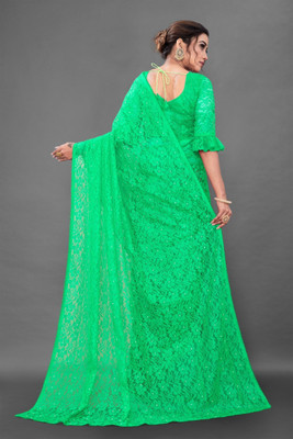 NEXA Self Design Bollywood Net Saree(Light Green)