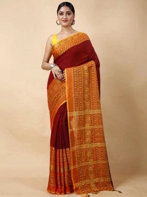 Bhadra Shopping Store Woven Handloom Handloom Pure Cotton Saree(Maroon)