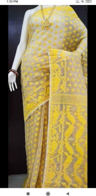 Sia Saree Ghar Woven Jamdani Cotton Silk Saree(Beige)