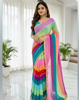 Mokshit Digital Print Bollywood Georgette Saree(Multicolor)