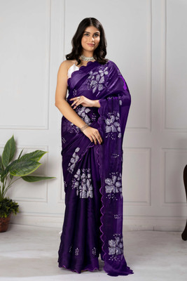 RHEY Embellished Bollywood Georgette Saree(Purple)