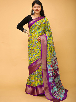 Anouk Rustic Printed Chinnalapattu Silk Blend Saree(Multicolor)