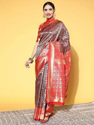 Anouk Rustic Woven Dharmavaram Silk Blend Saree(Maroon)