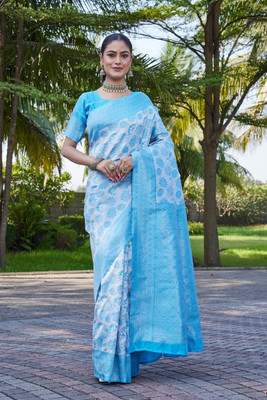 MANJULA SAREE Woven Banarasi Cotton Silk Saree(Grey)