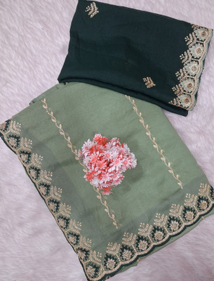 shrijamyaham Embroidered, Floral Print Leheria Georgette Saree(Mustard)