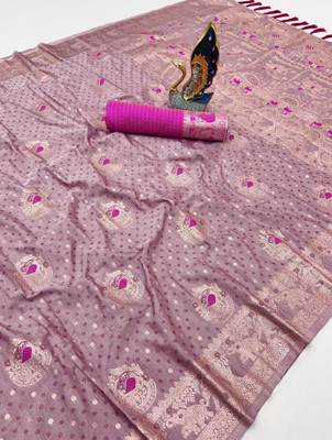 Divastri Woven Banarasi Cotton Silk Saree(Purple)