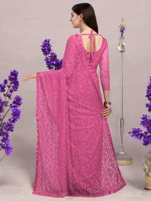 NEXA Self Design Bollywood Net Saree(Pink)