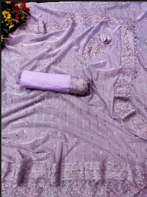 Darshita International Embellished Bollywood Lycra Blend Saree(Purple)