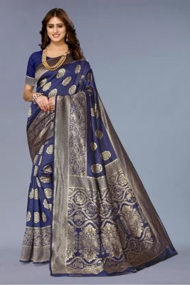 Suntex Printed Bollywood Art Silk Saree(Dark Blue)