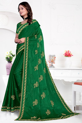 ZOYAL ENTERPRISE Embroidered Bollywood Silk Blend Saree(Green)