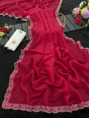 VINIT ENTERPRISE Embellished Bollywood Chiffon Saree(Magenta)