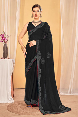 Divastri Embellished, Embroidered Bollywood Georgette Saree(Black)