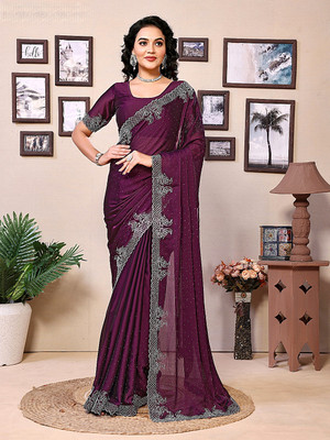 Anjani Textile Embellished Daily Wear Art Silk Saree(Purple)