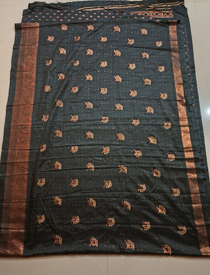 Sighratha Woven, Digital Print Bollywood Silk Blend Saree(Black)