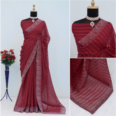 ZOYAL ENTERPRISE Embellished Bollywood Georgette Saree(Maroon)