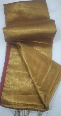 BiswasTextiles Self Design Tant Pure Cotton Saree(Gold)