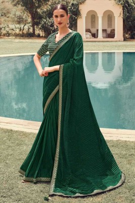 RK Creation Embroidered Bhagalpuri Jute Silk Saree(Dark Green)