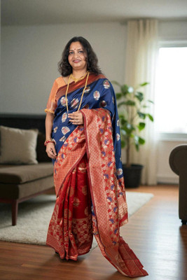 SnehaFashion Creation Woven Banarasi Silk Blend Saree(Multicolor)