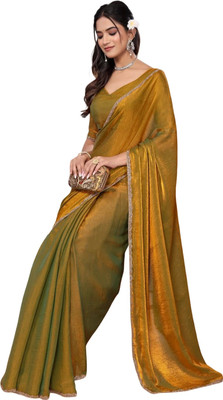 HouseOfCommon Self Design Kanjivaram Jimmy choo, Pure Cotton Saree(Gold)