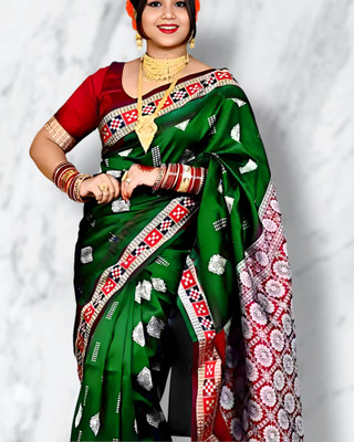 Weaver store Temple Border Sambalpuri Art Silk Saree(Multicolor)
