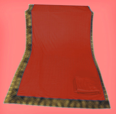 Anugrah Textile Solid/Plain Banarasi Lycra Blend, Chiffon Saree(Red)