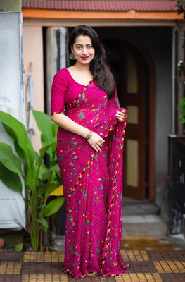 Adroit Management Printed Bollywood Georgette Saree(Pink)