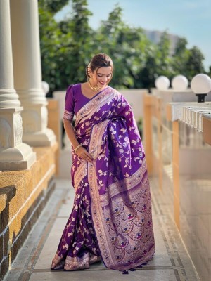 WILLMAKE Embellished Bollywood Georgette Saree(Purple)