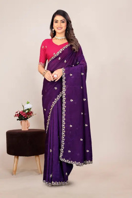 Zari and Ziba Embellished Bollywood Jimmy choo Saree(Magenta)