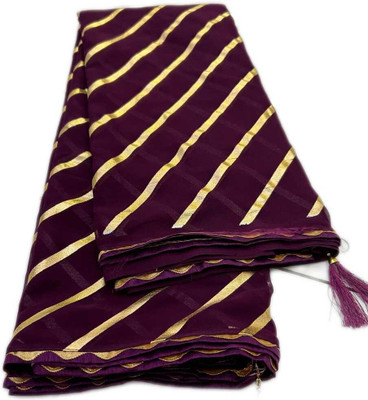 georgette Striped Leheria Georgette Saree(Purple)