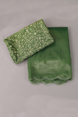 Aika Solid/Plain Bollywood Organza Saree(Green)