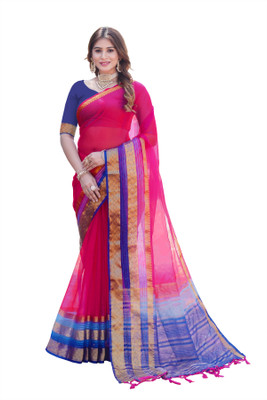 Aarunika LGF Solid/Plain Bollywood Organza Saree(Pink)