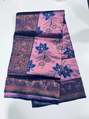 COSBILA FASHION Floral Print Banarasi Silk Blend Saree(Multicolor)