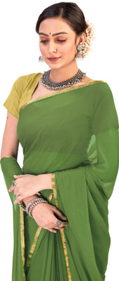Stdfashion Printed Daily Wear Georgette, Silk Blend Saree(Light Green)