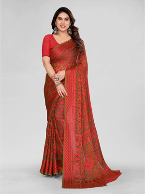 Madhur milan Printed Bollywood Brasso Saree(Grey)