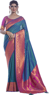 nilkanth creation Self Design Banarasi Jacquard Saree(Light Blue)