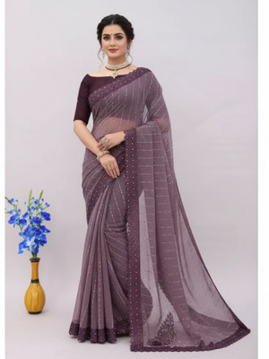 Vragi Embellished Bollywood Lycra Saree(Magenta)