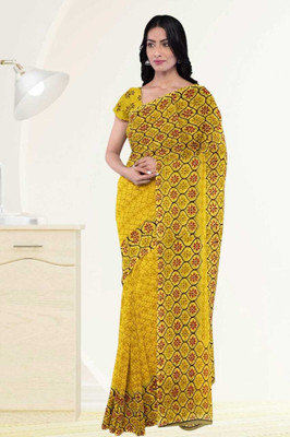 Classy Foriever Printed Daily Wear Georgette Saree(Yellow)
