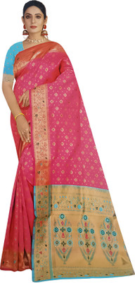 Khedangroup Embroidered Daily Wear Pure Silk Saree(Pink)