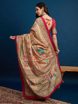 Divastri Woven Banarasi Silk Blend Saree(Beige)