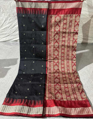 Kingdomsaree Temple Border Sambalpuri Cotton Blend Saree(Multicolor)
