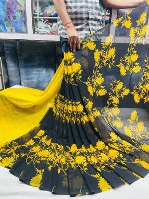 Sita Printed Bollywood Georgette Saree(Yellow)