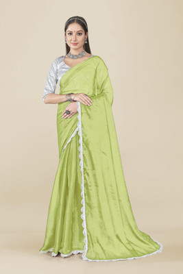 RHEY Solid/Plain Bollywood Chiffon Saree(Green)