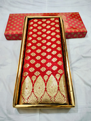 Saree House Woven Banarasi Silk Blend Saree(Red)