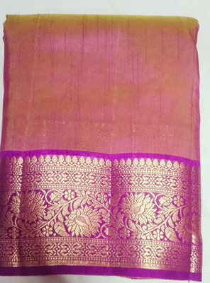 Bombay Textiles Solid/Plain Banarasi Silk Blend Saree(Pink)