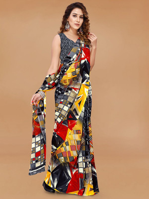 Moda Rapido Printed Daily Wear Georgette Saree(Grey)