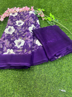 Virendra Textiles Printed, Woven Bollywood Chiffon Saree(Multicolor)