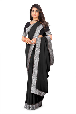 Kasumbo Tex Self Design Bollywood Georgette Saree(Black)