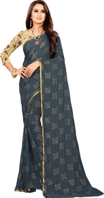 RHEY Printed Bollywood Chiffon Saree(Grey)