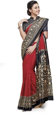 Dori Printed Daily Wear Georgette Saree(Red, Black)